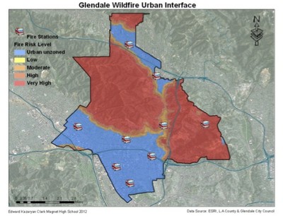 Wildfire Urban Interface Map prepared by Clark Students in 2012