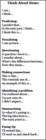 Think-aloud Reading Stems