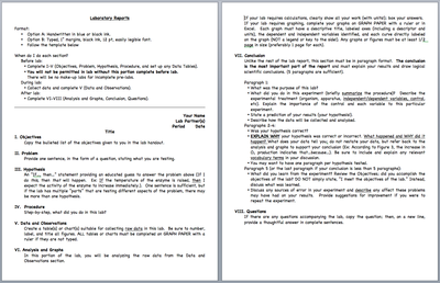 Old Lab Report Format