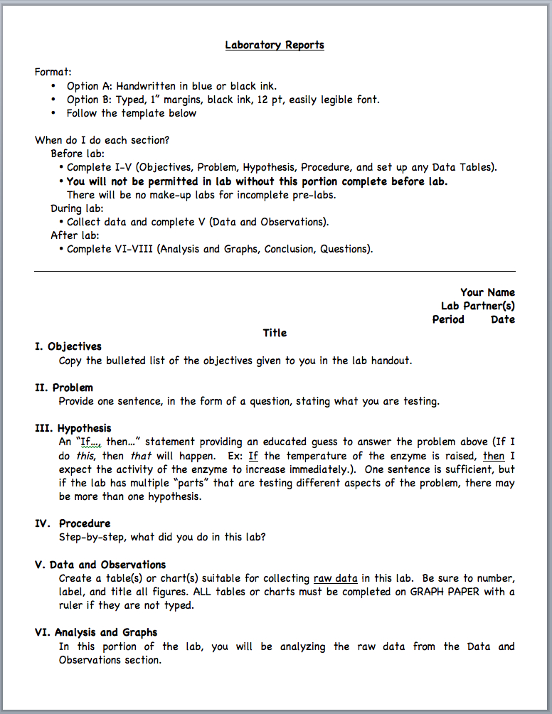 Old Lab Report Format Page 1