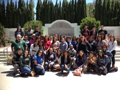 Cabrillo high scholl students faces in the street deals lamps