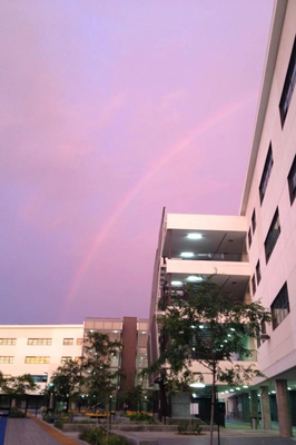 Rainbow over Hawkins High School
