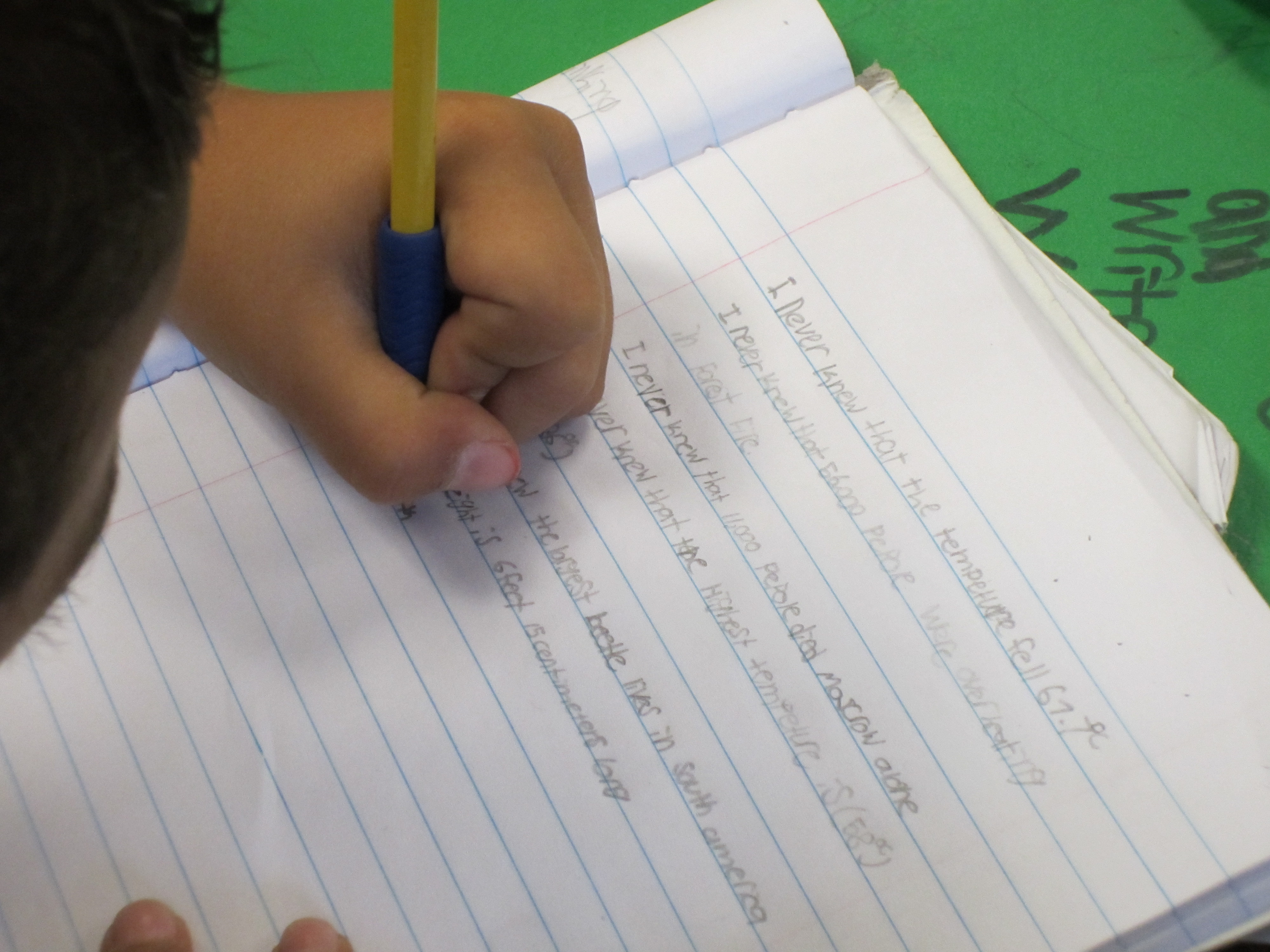 sample student reading notebook