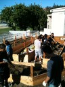 Filling garden beds with soil