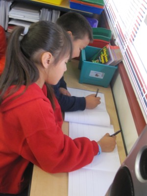 Students working on writing