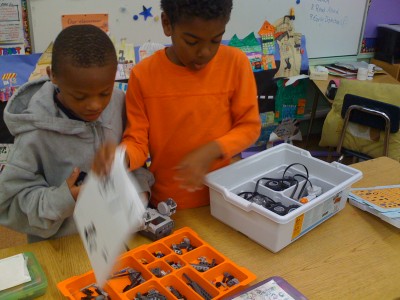 Students making robots