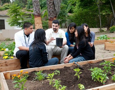 Teacher and Students at The People's Garden in El Sereno